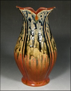 Flowered Vase With Scalloped Rim